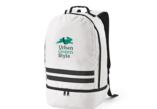 Mochila branca com a estampa Urban Green Style na frente